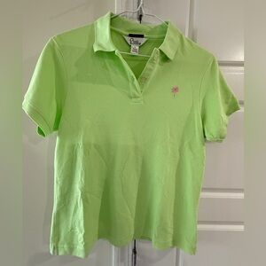 Lilly Pulitzer Women's Lime Green Fitted Polo Shirt Preppy Country Club Classic
